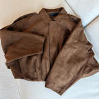 Chaqueta Bomber Zara Faux Suede Café