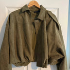 Chaqueta Bomber Zara Faux Suede Verde Oliva